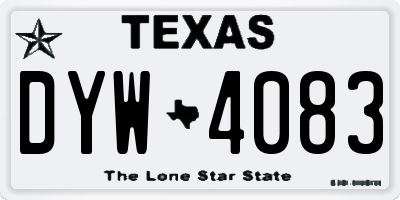 TX license plate DYW4083