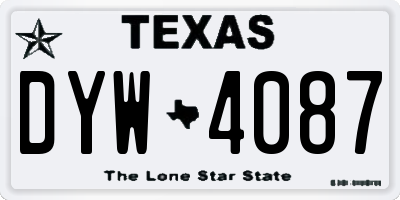 TX license plate DYW4087