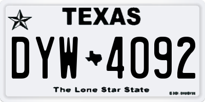 TX license plate DYW4092