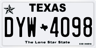 TX license plate DYW4098