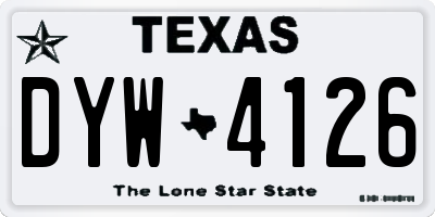 TX license plate DYW4126