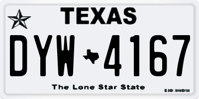 TX license plate DYW4167