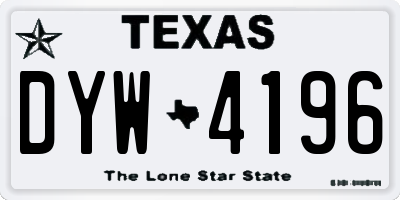 TX license plate DYW4196