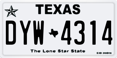 TX license plate DYW4314