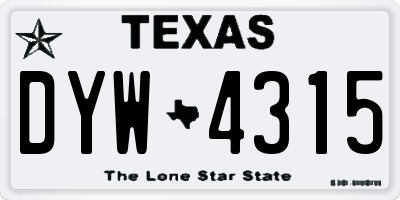 TX license plate DYW4315