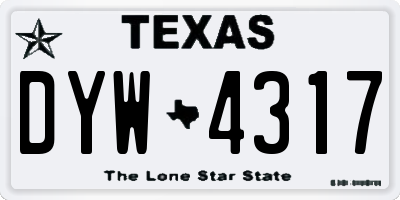 TX license plate DYW4317