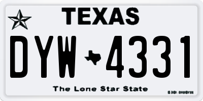 TX license plate DYW4331