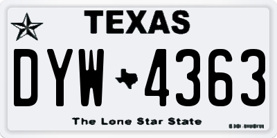 TX license plate DYW4363