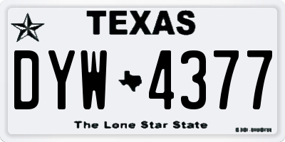 TX license plate DYW4377
