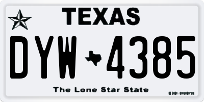 TX license plate DYW4385