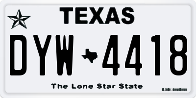 TX license plate DYW4418