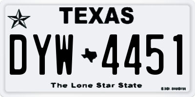 TX license plate DYW4451