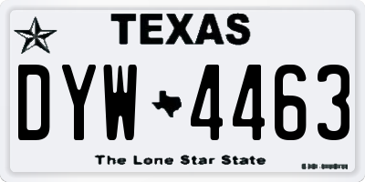 TX license plate DYW4463