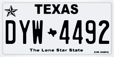 TX license plate DYW4492