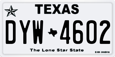 TX license plate DYW4602
