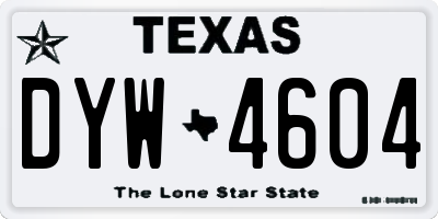 TX license plate DYW4604