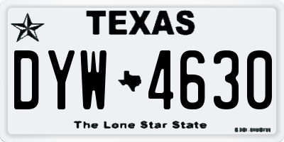 TX license plate DYW4630