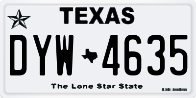 TX license plate DYW4635