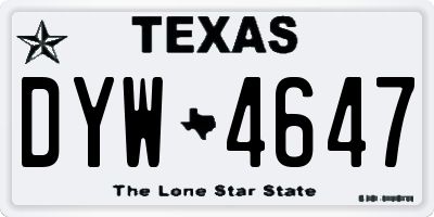 TX license plate DYW4647
