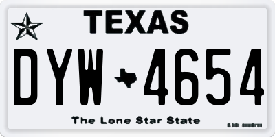 TX license plate DYW4654
