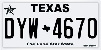 TX license plate DYW4670