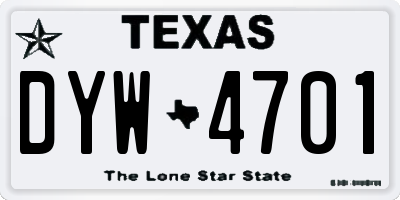 TX license plate DYW4701