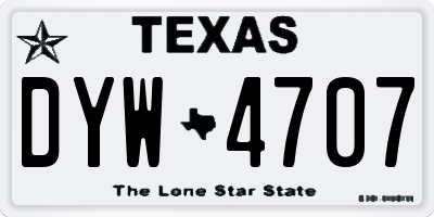 TX license plate DYW4707