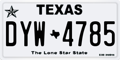 TX license plate DYW4785