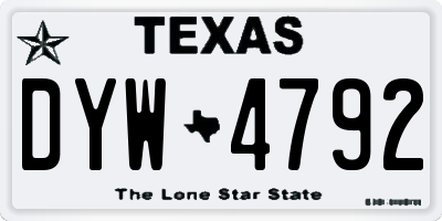 TX license plate DYW4792