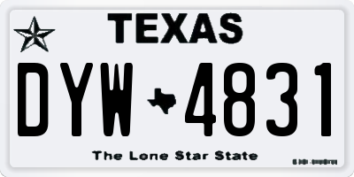 TX license plate DYW4831