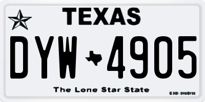 TX license plate DYW4905