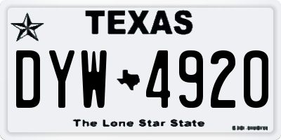 TX license plate DYW4920