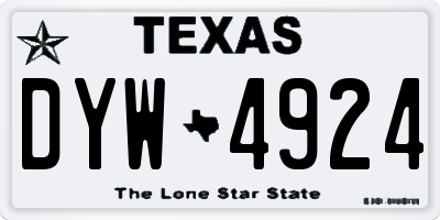 TX license plate DYW4924