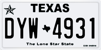 TX license plate DYW4931