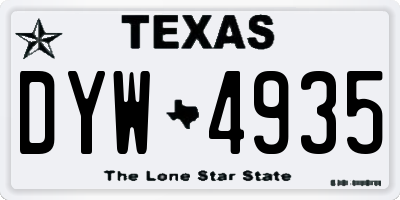 TX license plate DYW4935