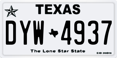 TX license plate DYW4937