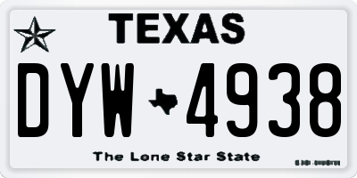 TX license plate DYW4938