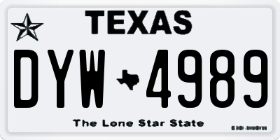 TX license plate DYW4989