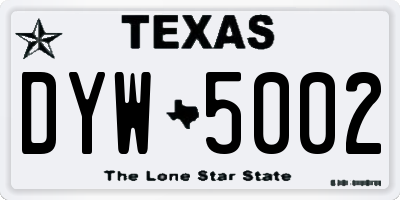 TX license plate DYW5002