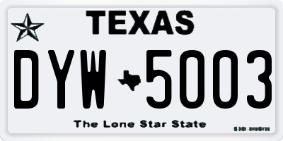 TX license plate DYW5003