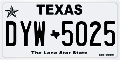 TX license plate DYW5025