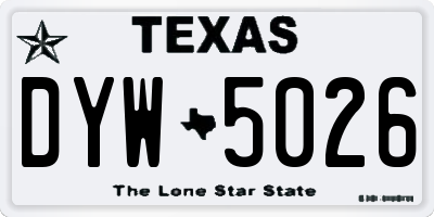 TX license plate DYW5026