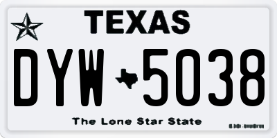 TX license plate DYW5038