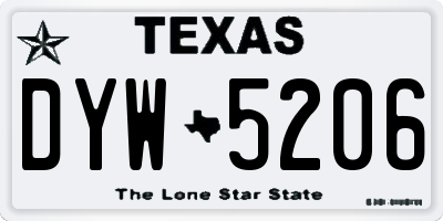 TX license plate DYW5206