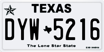 TX license plate DYW5216