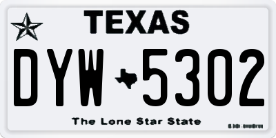 TX license plate DYW5302