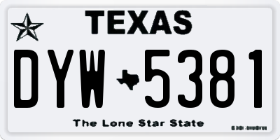 TX license plate DYW5381