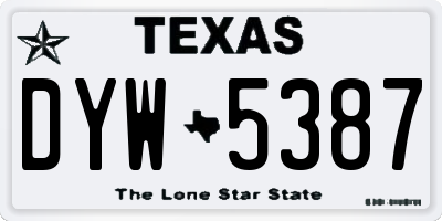 TX license plate DYW5387