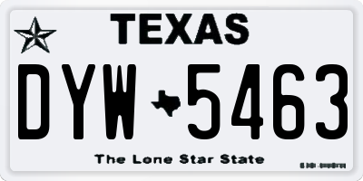 TX license plate DYW5463
