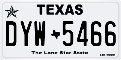 TX license plate DYW5466